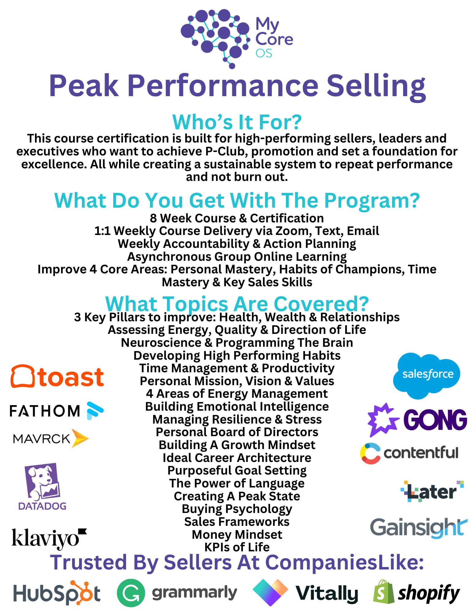 Peak Performance Selling Overview 212